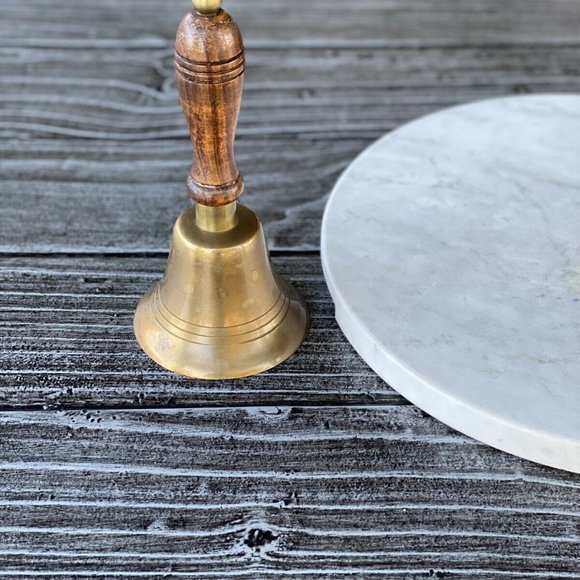 Vintage Handcrafted Brass Hand-Bell Wooden Handle - Picture 5 of 6